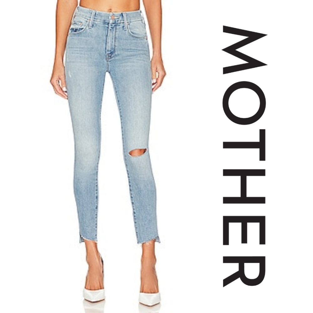 MOTHER - The Looker Step Ankle Fray Jeans, Despite Differences, Blue, Size 27